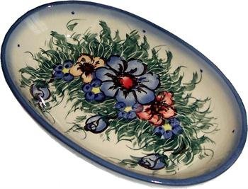"Eva's Collection" Boleslawiec Stoneware - Polish Pottery Small Oval Baker - Wild Field