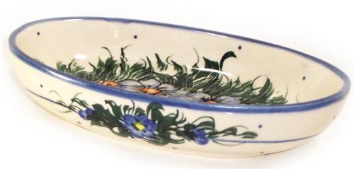 "Eva's Collection" Boleslawiec Stoneware - Polish Pottery Small Oval Baker - Wild Field N2