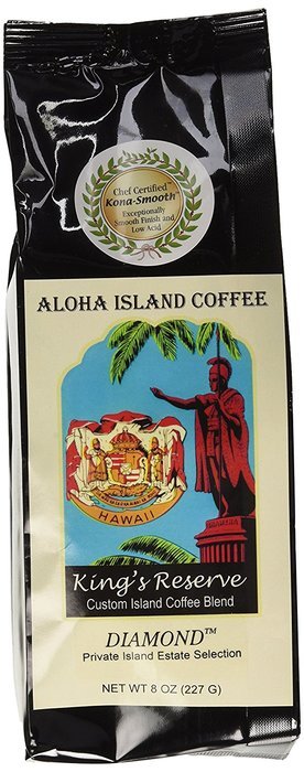 PLATINUM Light Roast, Kings Reserve Kona Hawaiian Coffee Blend, 8 Oz Ground N16