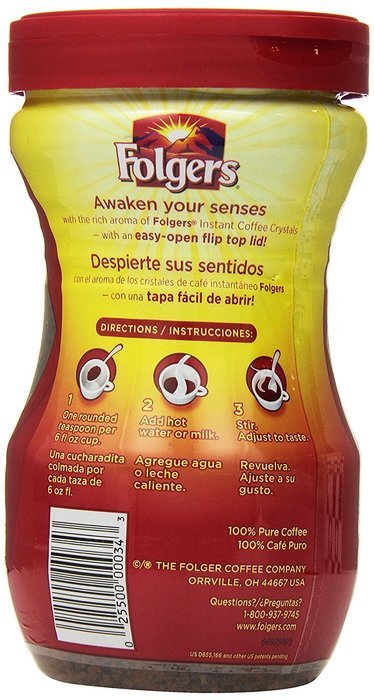 Folgers Classic Roast Instant Coffee, 8 Ounce (Pack of 3) N2