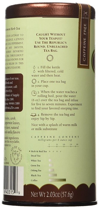 The Republic Of Tea Peppermint Cuppa Chocolate Tea, 36 Tea Bags, Rooibos Tea Dessert Blend N2