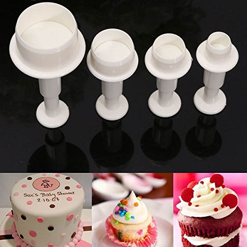4PCS Round Shape Cookie Plunger Cutter Fondant Cake Baking Mold shopping N4