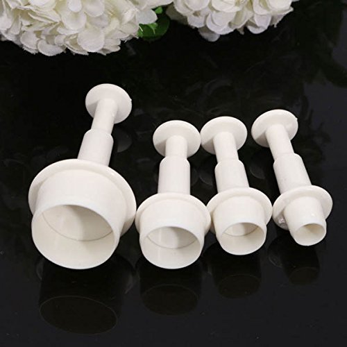 4PCS Round Shape Cookie Plunger Cutter Fondant Cake Baking Mold shopping N7