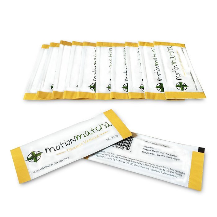Flavored Matcha Green Tea with Real Fruit in Single Serving To Go Packets - Lightly Sweetened (4 per pouch; 8g...