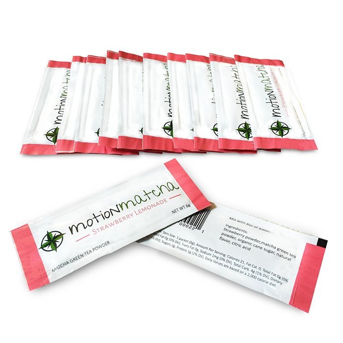 Flavored Matcha Green Tea with Real Fruit in Single Serving To Go Packets - Lightly Sweetened (4 per pouch; 8g... N3