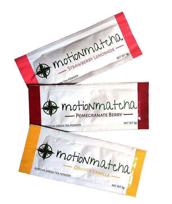Flavored Matcha Green Tea with Real Fruit in Single Serving To Go Packets - Lightly Sweetened (4 per pouch; 8g... N4