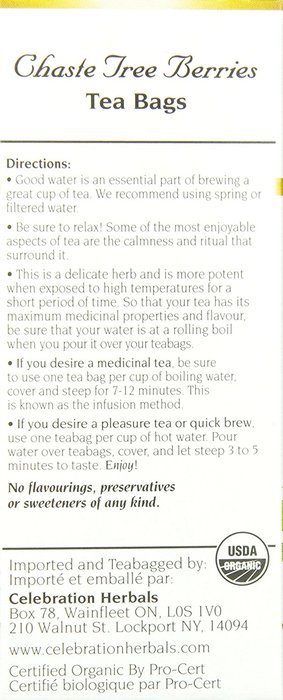 Celebration Herbals Organic Chaste Tree Berries Tea, 24 Bags N3