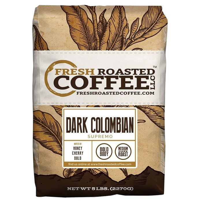 Dark Colombian Supremo Coffee, Whole Bean, Fresh Roasted Coffee LLC (5 lb.)