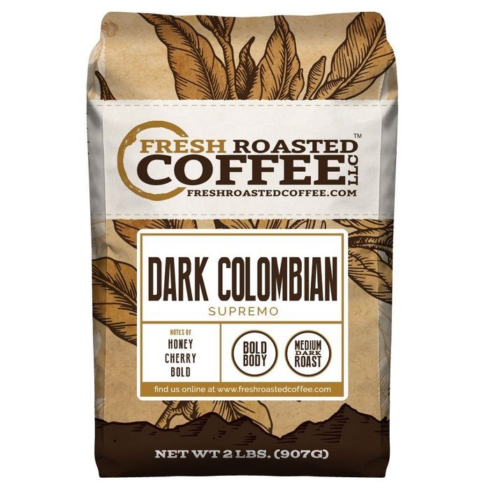 Dark Colombian Supremo Coffee, Whole Bean, Fresh Roasted Coffee LLC (5 lb.) N3