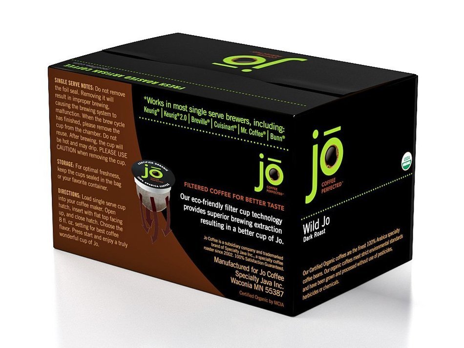WILD JO: 72 Cup Organic Dark French Roast for K-Cup Coffee Brewers, Bold Strong Wicked Good! Keurig 1.0 & 2.0... N8