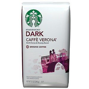 Starbucks Dark Decaf Verona Ground Coffee 12 Ounce Bag