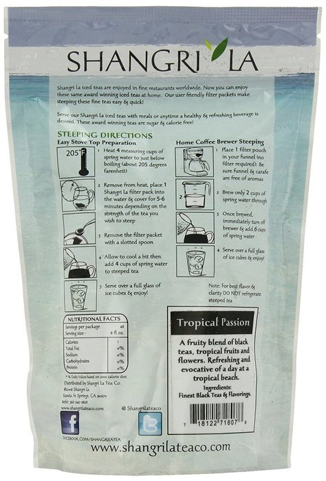 Shangri La Tea Company Iced Tea, Tropical Passion, 6 Count, (3 Oz Total) N2