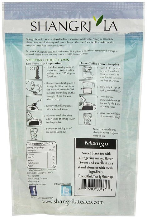 Shangri La Tea Company Iced Tea, Tropical Passion, 6 Count, (3 Oz Total) N10