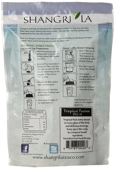 Shangri La Tea Company Iced Tea, Tropical Passion, 6 Count, (3 Oz Total) N15