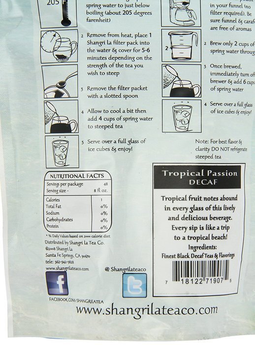 Shangri La Tea Company Iced Tea, Tropical Passion, 6 Count, (3 Oz Total) N16
