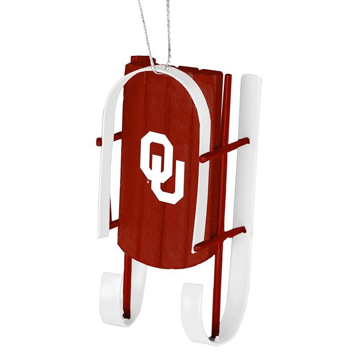 NCAA Oklahoma Sooners Plastic Christmas Ball Ornament 5 Pack Foam Sled Bundle 3 Pack By Forever Collectibles N3