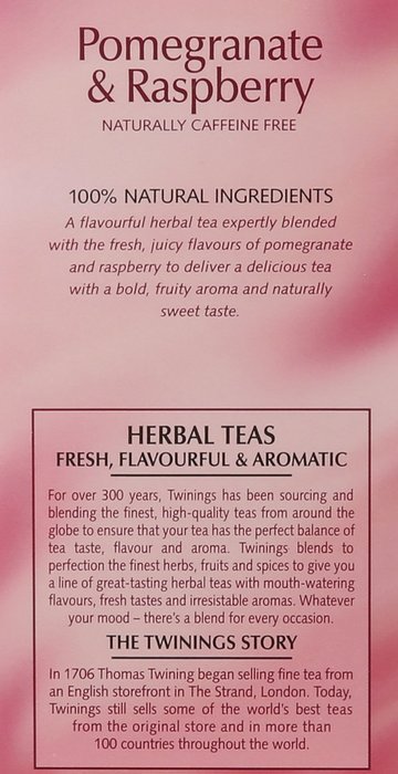 Twinings Herbal Tea, Pomegranate and Raspberry, 20 Count N3
