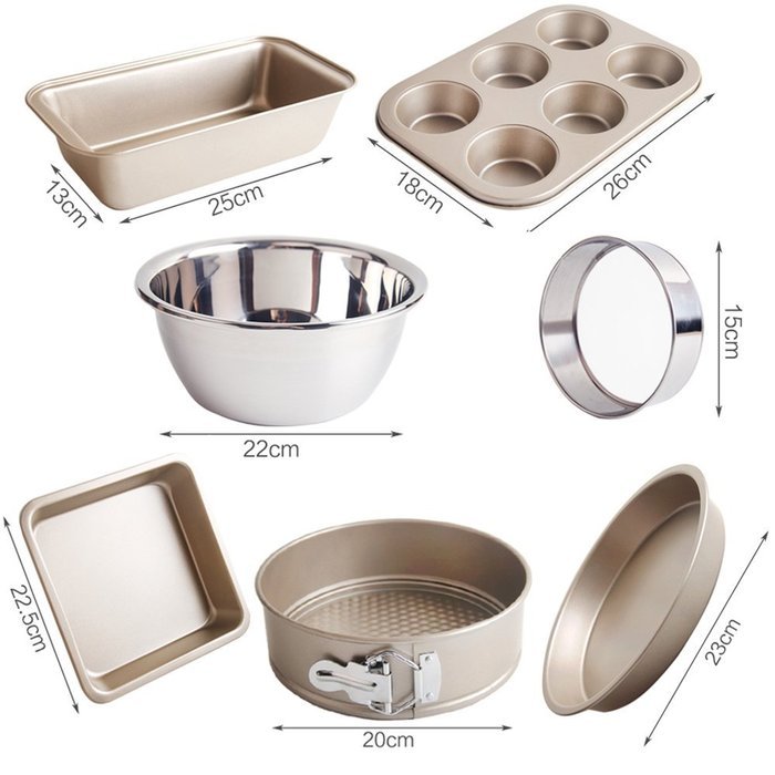 Lavinrose Set of 7 - Easy Baking Non Stick Oven Tray Sets - Carbon Steel N2