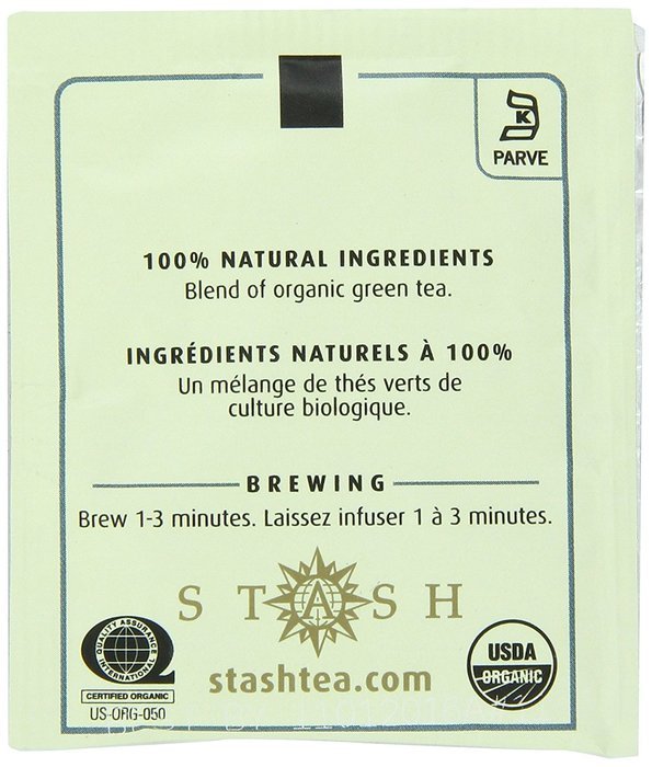 Stash Tea Organic Green Tea Bags in Foil, Premium, 100 Count