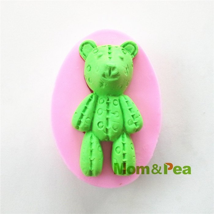 Mom&pea 0521 Knitted Bear Shaped Silicone Mould for Fondant Cake Sugar Paste Cake Decoration 3d Cake Toppers Mold...