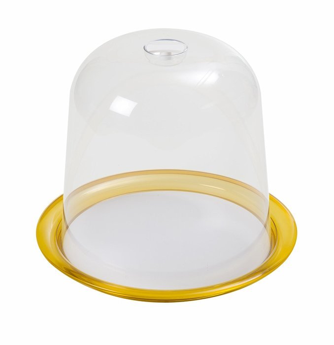 KDG International Omada Globo Panettone Tray with Dome, 13-Inch, Yellow