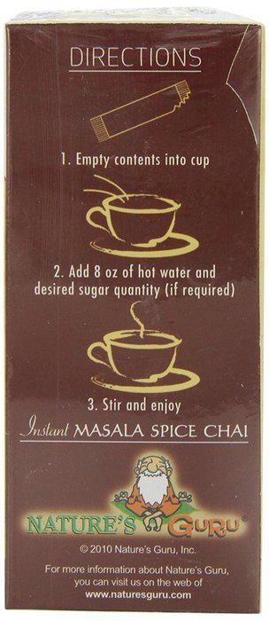 Nature's Guru Instant Unsweetened Chai, Masala Spice, 10-Count N2