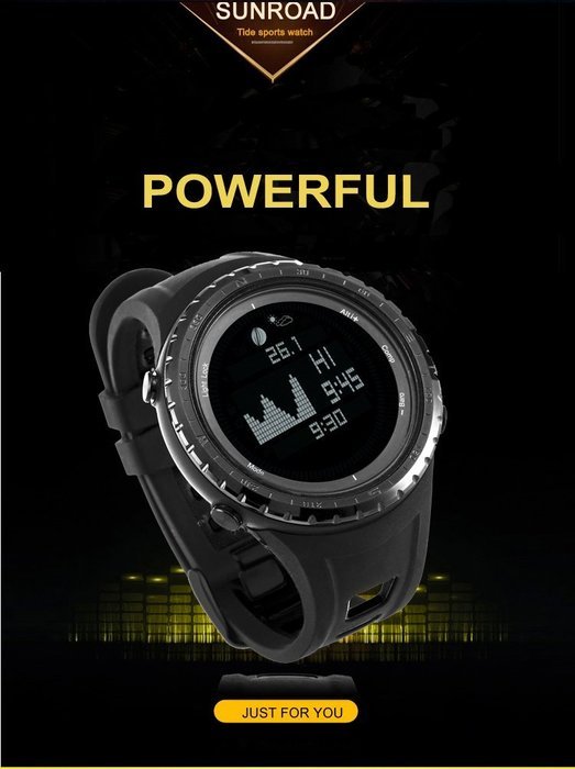 Smart Digital Sport Fishing Watch with Tide, Barometer, Altimeter, Compass, Thermometer, and Much More(Sunroad... N5