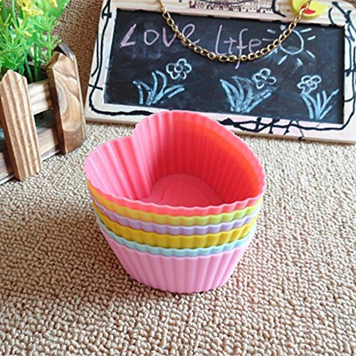 6pcs Heart Shape Silicone Muffin Cases Cake ,Pudding ,Mini Chocolate Cupcake Mold ,Cup Cake ,Baking Mould Bakeware N4