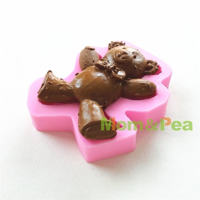 Mom&pea 0637 Bear Shaped Silicone Mould for Fondant Cake Sugar Paste Cake Decoration 3d Cake Toppers Mold 9.1*... N2