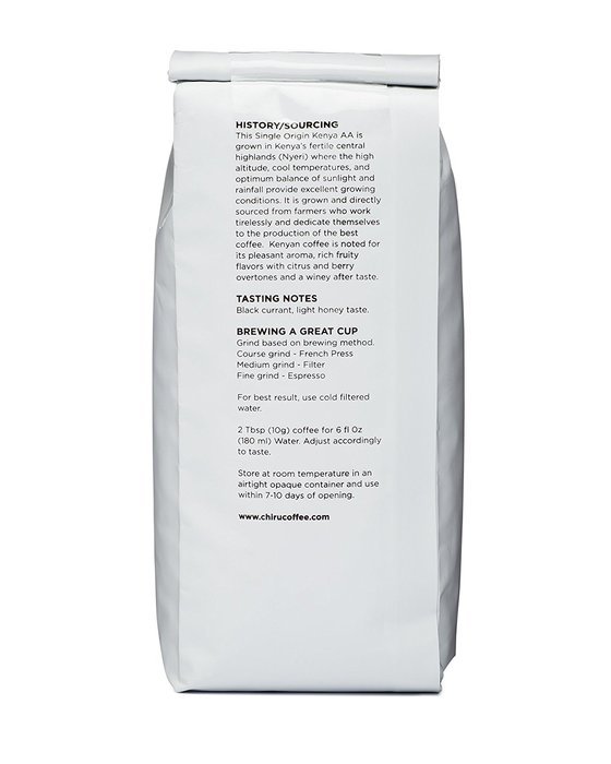 Chiru Coffee Connection Fresh Roasted Kenya's Finest AA Roasted Whole Bean 100% Arabica Coffee - 16 oz. Bag (1LB) N2
