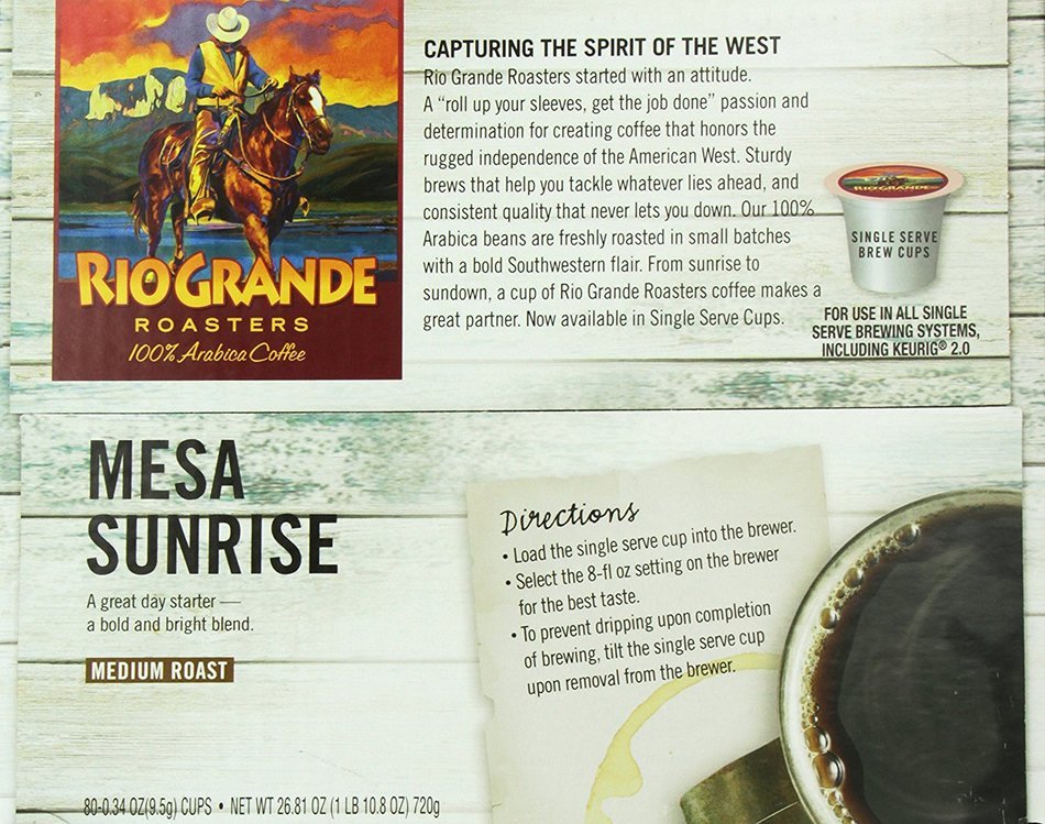 Rio Grande Roasters Mesa Sunrise Coffee Single Serve K-Cup, 80 Count (Compatible with 2.0 Keurig Brewers) N3