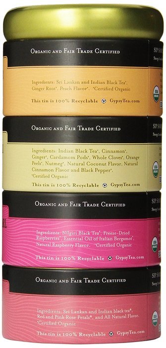 Zhena's Gypsy Tea, Black Tea Sampler Tin, 16 Count Tea Sachets N2