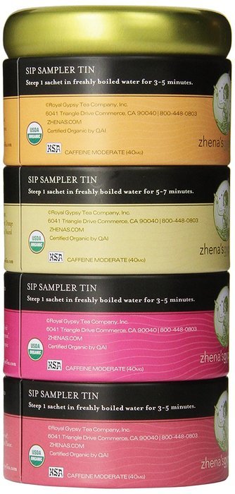 Zhena's Gypsy Tea, Black Tea Sampler Tin, 16 Count Tea Sachets N3