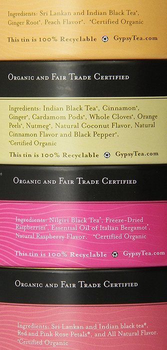 Zhena's Gypsy Tea, Black Tea Sampler Tin, 16 Count Tea Sachets N4