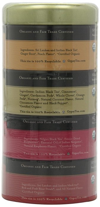 Zhena's Gypsy Tea, Black Tea Sampler Tin, 16 Count Tea Sachets N7