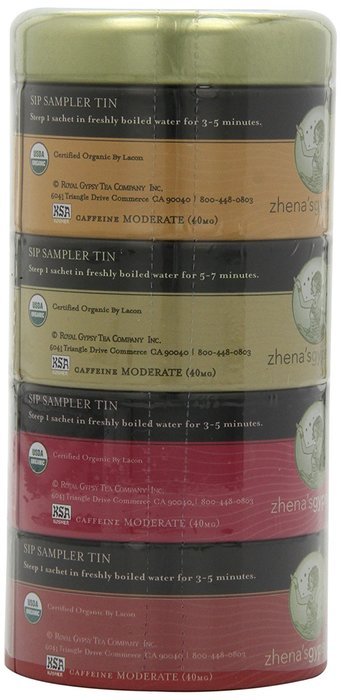 Zhena's Gypsy Tea, Black Tea Sampler Tin, 16 Count Tea Sachets N9