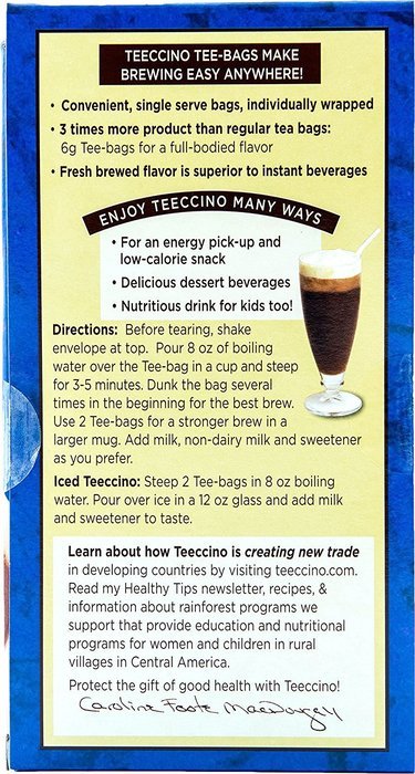 Teeccino Gluten Free Organic Chicory Herbal Tea Dandelion Dark Roast Tea Bags, Caffeine Free, Acid Free 10 count N6