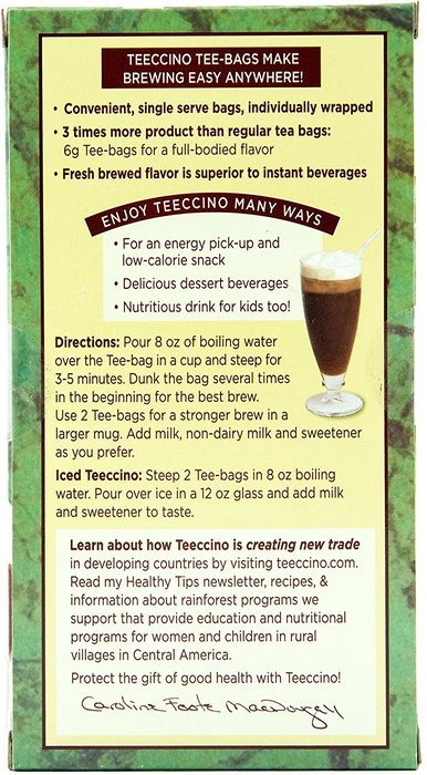Teeccino Gluten Free Organic Chicory Herbal Tea Dandelion Dark Roast Tea Bags, Caffeine Free, Acid Free 10 count N14