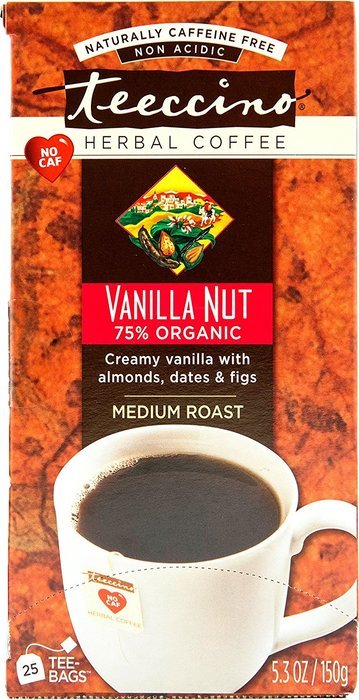 Teeccino Gluten Free Organic Chicory Herbal Tea Dandelion Dark Roast Tea Bags, Caffeine Free, Acid Free 10 count N23