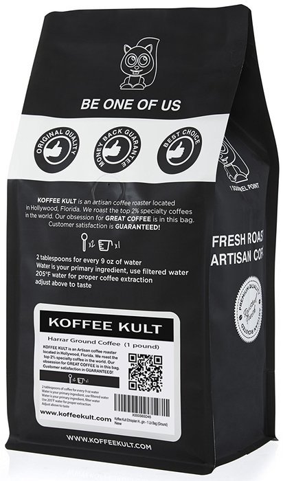 Koffee Kult Ethiopian Harrar Coffee - Whole Bean Coffee- Fresh Gourmet Single Origin - 1 Lb Bag (Whole Bean) -... N4
