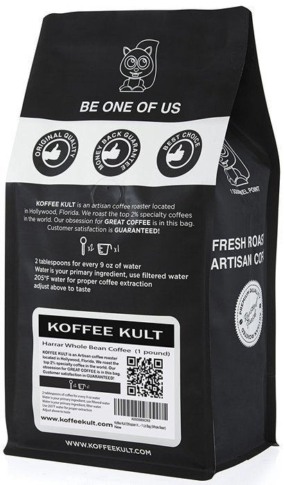 Koffee Kult Ethiopian Harrar Coffee - Whole Bean Coffee- Fresh Gourmet Single Origin - 1 Lb Bag (Whole Bean) -... N11