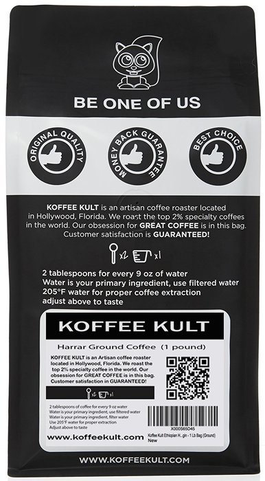 Koffee Kult Ethiopian Harrar Coffee - Whole Bean Coffee- Fresh Gourmet Single Origin - 1 Lb Bag (Whole Bean) -... N12