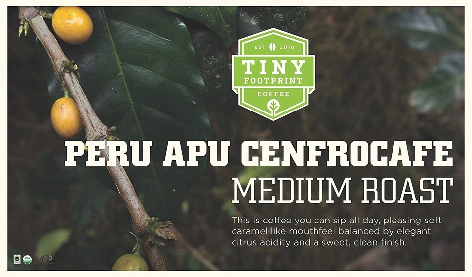 Tiny Footprint Organic Peru APU Medium Roast Coffee, Whole Bean, 1 Pound N2
