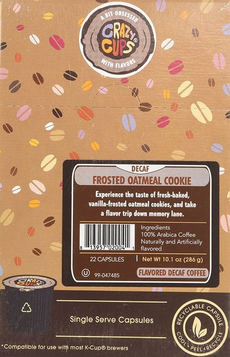 Crazy Cups Decaf Frosted oatmeal Flavored Coffee Single Serve Cups (22 Count) N3