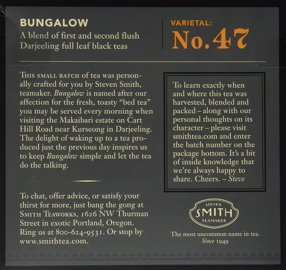 Smith Teamaker Black Tea - Bungalow/ 15 Bags N2