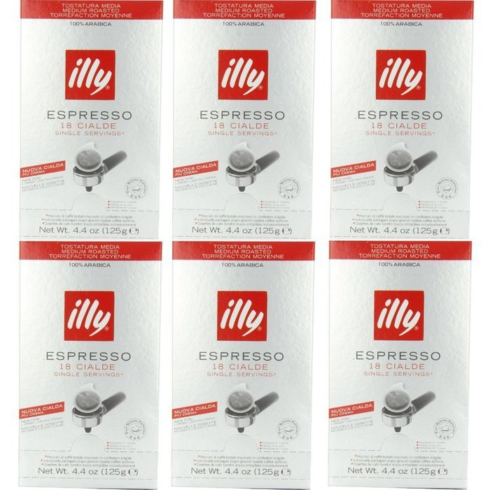 illy Caffe Espresso (Medium Roast, Red Band), 18-Count E.S.E. Pods (Pack of 2)