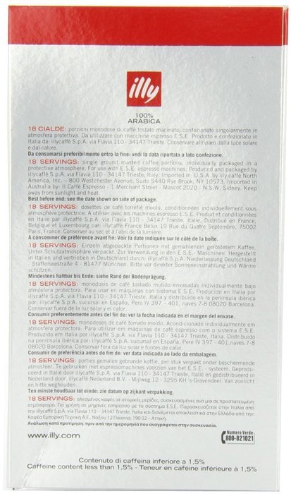 illy Caffe Espresso (Medium Roast, Red Band), 18-Count E.S.E. Pods (Pack of 2) N4