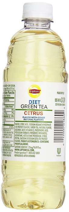 Lipton Diet Green Tea with Citrus, 12-Pack, 16.9 oz Bottles