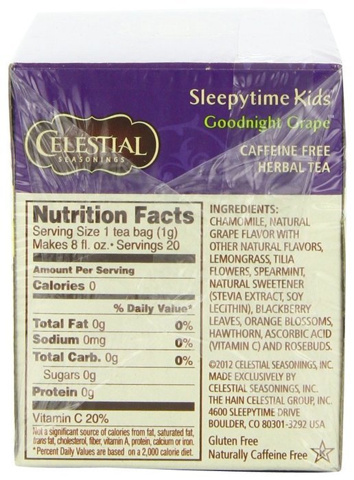 Celestial Seasonings Sleepytime Kids Tea, Goodnight Grape, 20 Count N2