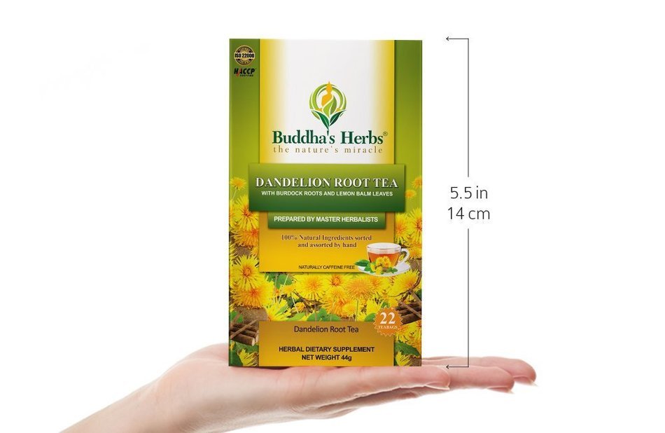 Buddha's Herbs 100% Natural Dandelion Root Tea with Burdock Roots - Caffeine Free - Pack of Two (44 Tea Bags) N2
